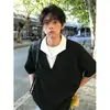 Camisa de Solapa Lisa Texturizada, Manga Corta, Moderna, a la Moda, Diseño Versátil, Polo Falso de Dos Piezas Cosido