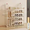 Zapatero giratorio de múltiples capas de pie para uso doméstico, estante de almacenamiento para balcón, organizador de zapatos simple por capas, estilo crema
