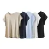 Camiseta casual de verano para mujer, hecha a medida, de lino y algodón peinado, ligera y elegante, con un tacto de alta gama y efecto adelgazante