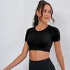 Ropa de Yoga Transfronteriza Europea y Americana para Mujer Ropa Exterior de Manga Corta Tops Deportivos de Fitness Ropa de Running y Fitness Camisetas Deportivas de Primavera y Otoño