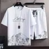 Moda de Verano para Hombre Nuevo Traje de Seda de Hielo de Marca Trendy Ins Casual Verano Versátil Camiseta Holgada Juvenil para Hombre