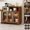 Aparador para comedor, armario de almacenamiento de cocina, armario de bambú y madera con puerta de cristal, estante para microondas, armario de almacenamiento multifuncional