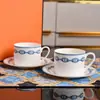 Conjunto de Xícara e Pires para Café de Porcelana Óssea Família H Criativa Xícara de Chá com Pires Doméstico Simples Cerâmica para Chá Perfumado Atacado Transfronteiriço