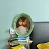 Marco de Fotos Ovalado de Resina de 12 Pulgadas, Imitación Madera Vintage, Tallado de Flores, Estilo Europeo, Decoración del Hogar, Adorno Creativo Antiguo Clásico