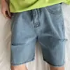 Shorts casuales para hombres y mujeres, corte holgado, prenda exterior de verano, shorts de mezclilla rasgados de moda, marca de moda, finos, versátiles, algodón de 5 puntos