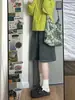 Shorts de mezclilla color verde militar para mujer, nuevo estilo de verano, tiro alto, adelgazantes, corte recto, hasta la rodilla, modernos