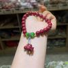 Pulsera de Arena Dorada Púrpura Cinabrio Natural Gato Lúcido Pulsera Simple Versátil Joyería Diseño de Nicho para Mujer