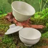 Imitação de Porcelana em Melamina Bistro Tendência Bonito Louça Copo de Sobremesa Redondo com Tampa Bandeja Conjunto para Uso Comercial