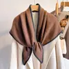 ¡Literario y Artístico! "Marrón Lino" Bufanda Triangular de Lana Merino Engrosada Chal Doble Propósito Invierno para Mujer