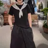 Camiseta de Manga Curta com Estampa de Renda Tridimensional para Mulheres, Novo Estilo de Verão, Seca e Respirável, Versátil, Emagrecedora, Top Rejuvenescedor para Pessoas Baixas
