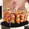 Brochetas de acero inoxidable parrilla freidora de aire horno nueva parrilla de barbacoa redondas colgantes brochetas cocina exterior