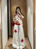 Pantalones Casuales de Diseño de Estrellas en Bloques de Color de Verano Estilo Nicho para Mujer, Nuevo Estilo de Verano, Adelgazantes, Delgados, Pierna Ancha, Pantalones Sueltos