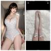 Macacão Lingerie Costas Nuas Estilo Francês Pequeno Sexy Puro Desejo Pequeno Floral Decote V Slim Fit Sem Mangas Feminino Alça Macacão
