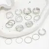 Moda Transfronteriza Europea y Americana Diseño de Nicho Estilo Minimalista de Lujo Anillo para Dedo Índice Conjunto Apilable de Anillos para Mujeres