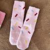 Calcetines de terciopelo de visón rosa para mujer estilo coreano con forro polar gruesos y cálidos para dormir calcetines de invierno lindos peludos calcetines de confinamiento