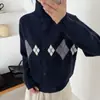 Elegante cardigã suéter grosso de manga longa com gola semimédia para mulheres, novo top de tricô vintage para outono e inverno de 2026