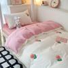 Juego de Ropa de Cama de Tres Piezas para Cama de Dormitorio Estudiantil, Sábana Bajera de Algodón Puro, Sábana Plana, Funda de Edredón Juego de Cuatro Piezas