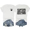 Tendência Transfronteiriça Europeia e Americana Eu e Minha Melhor Amiga Temos Camiseta Elegante de Gola Redonda com Estampa Frente e Verso de Manga Curta