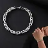 Pulseira de Aço Inoxidável Transfronteiriça, Pulseira Masculina de Aço Titânio Hip-Hop Europeu e Americano, Simples e de Alto Padrão, Não Desbota, Joia de Mão da Moda