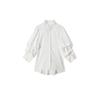 [Shengdu] Camisa nueva francesa retro con borde de oreja, cuello vertical blanco, blusa femenina tridimensional con mangas abullonadas