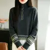 Nuevo Top de Punto Retro Andy de Terciopelo con Cuello Alto Medio Abierto de Manga Larga para Mujer, Jacquard Fair Isle, Otoño/Invierno 2026