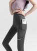 Calças de tubarão para mulheres com bolso de malha de desgaste externo de nove pontos fino primavera e outono cintura alta emagrecimento esportes fitness calças de ioga leggings