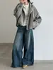Jaqueta Curta Luxi com Gola Alta e Cintura Marcada para Mulheres, Outono 2026, Estilo Coreano, Jaqueta Relaxada e Simples 89061