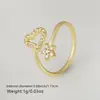 Anillo Abierto de Cobre Galvanizado en Oro Real con Circonita Microincrustada para Mujer, Nuevo Estilo Simple de Nicho Ins