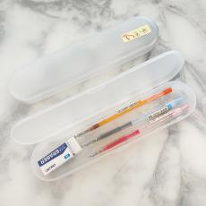 Caixa de armazenamento de artigos de papelaria de mesa portátil para pauzinhos de bebê, palitos de agitação, palitos de palha, estojo de lápis PP translúcido