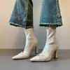 Botas Elásticas Ajustadas de Tacón Alto Chuyuji para Mujer, Botines Versátiles Adelgazantes para Otoño e Invierno, Botas de Moda de Tacón Fino con Punta