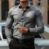 Camisa a cuadros para hombre de Amazon europea y americana transfronteriza, camisa de manga larga elástica en cuatro direcciones para hombre