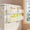 Estante de Almacenamiento Lateral para Refrigerador de Cocina Cesta de Almacenamiento Multicapa sin Perforaciones para el Hogar Estante Multifuncional para Almacenamiento de Condimentos y Film Transparente
