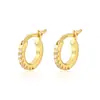 Pendientes de Color Oro 18K Chapados en Cobre de Venta Caliente Transfronterizos con Anillo de Oreja de Circonita Pendientes Exquisitos de Moda Minimalistas Versátiles