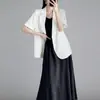 Elegante blazer de manga corta para mujer, ligero, nuevo modelo de verano 2026, corte holgado, casual, sensación de alta calidad