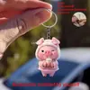 Llavero lindo para colgar fácilmente, transfronterizo, adecuado para imprimir, nuevo llavero plano de acrílico 2D de cerdo color rosa para mochilas