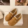 Sapatos femininos baixos com palmilhas internas que aumentam a altura, sapatos Mary Jane marrons de novo estilo para primavera e outono, sapatos casuais slip-on 2026