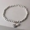 Pulsera de cuentas redondas plateadas de aleación nueva, pulsera lisa de semilla de loto y dosel de loto, joyería de moda para mujer, venta al por mayor