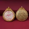 Pingente Tanka de Raposa de Nove Caudas Pintado à Mão com Incrustações de Ouro Liga Tibetana Caixa Gau Pingente Amuleto Budista Ornamento Estilo Chinês