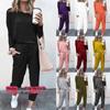 2020wish Outono/Inverno Novo Roupa Feminina Transfronteiriça Europeia e Americana Amazon Casa Solta Cor Sólida Manga Longa Terno Casual Mulheres