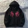 Sudadera con capucha de forro polar con estampado de arañas retro americano, nueva marca de tendencia otoño/invierno 2026, chaqueta holgada de nicho de alta calle
