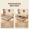 Cama tipo puff estilo crema matrimonial 1.8 metros moderna minimalista dormitorio principal cama nube tapizada suave cama de boda blanca