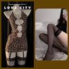 Ropa Interior Sexy Deseo Puro Sexy Falda Corta Tentadora Estampado de Leopardo Correa Colgante para el Cuello Colgante Ropa de Dormir Pasión Traje Libre