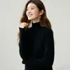 Estilo minimalista e de luxo leve! Suéter 100% caxemira pura para mulheres, nova coleção outono/inverno, cor sólida, pulôver de malha de alta qualidade