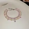 Pulseira de Renda com Contas de Vidro Vintage Estilo Francês, Pulseira de Luxo Leve de Nicho de Alta Qualidade, Joia de Mão Elegante e Fashion Atacado