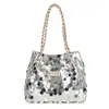 Bolsa de Ombro Feminina da Moda com Lantejoulas 2026 Novo Estilo Coreano Casual Grande Capacidade Tendência Nicho Sob o Braço
