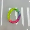 Elástico de cabelo colorido corda de cabelo elástico de plástico elástico de borracha elástico de cabelo tipo fio de telefone 5,5 cm rosa pêssego 2022 Novo