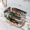 Nueva pecera de plástico con tapa, HD, transparente, para acuario, pecera para cría de tortugas, de escritorio, pequeña, para plantas acuáticas.