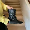 Botas de Cuña Espesa Color Caqui Meilaad para Mujer 2026 Nuevo Estilo Otoño para Combinar con Faldas, Botines Retro Birkenstock Apilados para Mujer