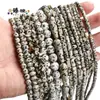 Piedra Natural Manchada Perla de Piedra Negra Perla de Ábaco Interfaz Perla Redonda DIY Joyería Accesorios con Cuentas Fabricación de Joyería