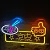 Letrero Publicitario de Luz de Neón LED Puesto del Mercado Nocturno Letrero de Luz Barbacoa Olla Caliente Luz Decorativa Pared de Fondo Caracteres Luminosos Otros